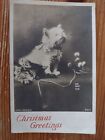 Early Cat Postcard -  Chic Series " She Won't Play" Christmas Greetings 