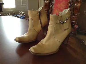 Durango Ankle Boots-Women's-Solid Tan Leather-Size 6 M US-High Heel - Picture 1 of 6