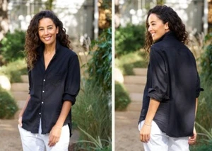 Frank & Eileen $278 Eileen Famous Denim Shirt in Black; XL - Picture 1 of 6