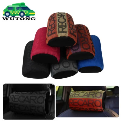 JDM Recaro Fabric Headrest Pillow Supports Soft Touch Neck Rest Seat Material - Image 1 of 4