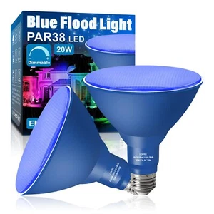 LOXYEE Par38 Blue Flood Light Outdoor,20W Flood Light Bulbs Replace to 200W Chri - Picture 1 of 6