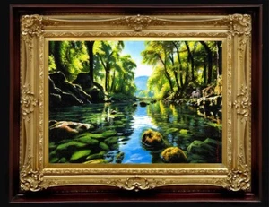 ORIGINAL Oil Painting Handmade Arseni ~ QUIET RIVER 12" X 8" NO FRAME USA - Picture 1 of 13