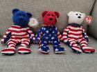 TY BEANIE BEARS 3 USA named LIBERTY WITH TAGS QUALITY BEANIES