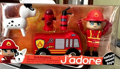 Juego de bomberos juguetes de madera J'adore Nature sellado de fábrica Foto 1 de 3