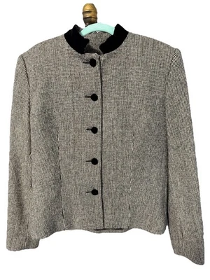 Vintage David Brooks Women’s Wool Jacket Black/White Houndstooth Check USA 6 - Image 1 of 4