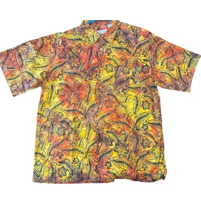 Camisa Hawaiana Island Republic Tribal Estampado Geométrico Talla L 100% Algodón Abotonada Foto 1 de 3