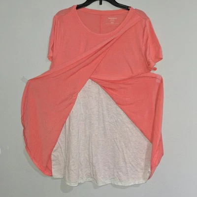 Motherhood Maternity Nursing Orange White Tulip Style Short Sleeve Tshirt Size M - Image 1 of 4