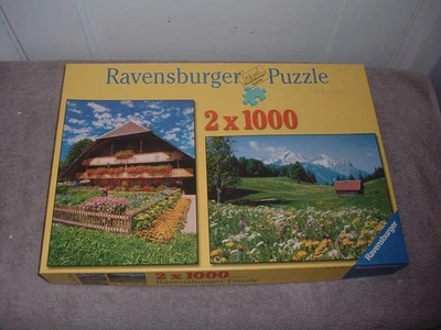 RARE Ravensburger 2 X 1000 House In The Alps In Spring Piece Jigsaw Puzzle - Image 1 of 4