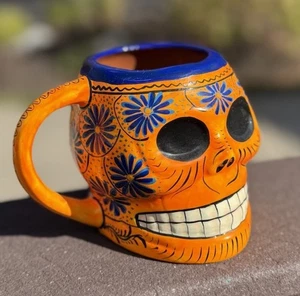 Mexican Sugar Skull Mug Day of the Dead Dia de Los Muertos Cup Handcrafted 24oz - Picture 1 of 14