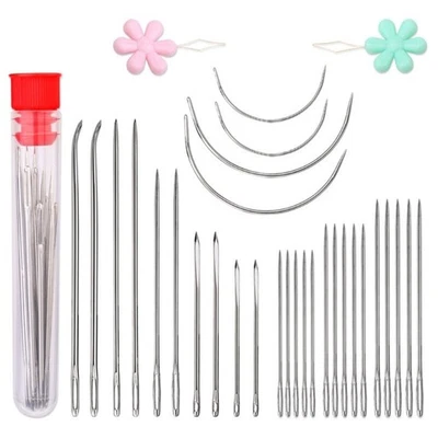 10 Set Large Eye Sewing Needle Curved Needle Stitching Needle with Bottle Foto 1 de 4