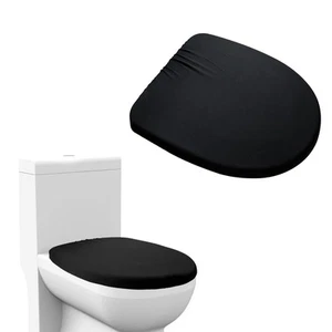 Black Toilet Lid Covers, Toilet Lid Cover with Elastic Bottom, Replacement Un... - Picture 1 of 7