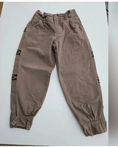 Youth Brown Cotton  Pants Size 6  Folklore, Tejano, or Heritage Button 26"inseam - Picture 1 of 6