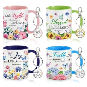 4 Sets Christian Gifts 11oz Ceramic Coffee Mugs for Women with Bible Verse Ke... - Picture 1 of 7
