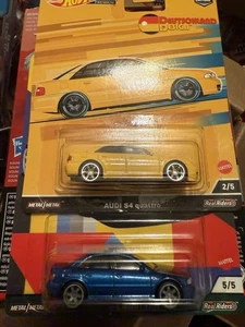 Hot Wheels Premium Deutschland Design Audi S4 Quattro (giallo e blu) LOTTO DI 2 - Foto 1 di 3