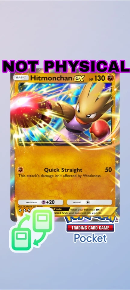 HITMONCHAN EX POKEMON TCG POCKET ENG NOT PHYSICAL - NOT PHYSICAL!!! hitmonchan - Image 1 of 1
