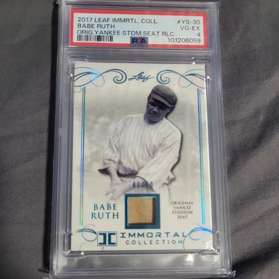6059 BABE RUTH 2017 Leaf Immortal Original Yankee Stadium Seat Patch 41/50 PSA 4 - Image 1 of 3