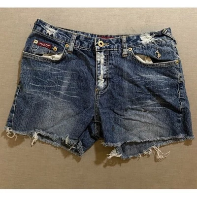 Baby Phat Y2K Denim Cut Off Shorts 11 Distressed Frayed Hem Blue 30x3 - Image 1 of 4