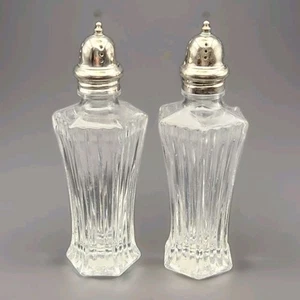Mikasa Salz und Pfefferstreuer Set Versilbert Klar Kristall Diamant Feuer 6" Hoch - Bild 1 von 6
