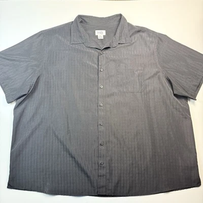 HB Men’s Black Button Up Short Sleeve Shirt 3XL Casual Collared Pocket - Image 1 of 4
