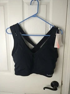 Yvette Damen Schwarz High Impact Sport BH Criss Cross Rücken Laufen Aktiv 44 D-F - Bild 1 von 12