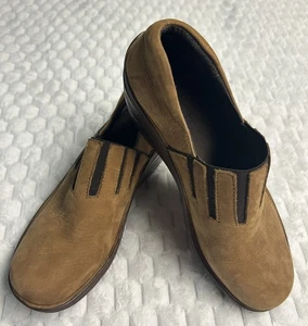 Bionica Shoes Size 9 Tan Suede Leather Slip On Wedge Clogs Comfort Womens - Picture 1 of 10