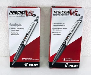 2x Pilot Precise V5 RT Pens, 0.5mm, Black Ink, 12-Pack #26062 - 24 pens total - Picture 1 of 2