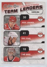 2010-11 O-Pee-Chee Team Leaders Jussi Jokinen Eric Staal Cam Ward #TL-6