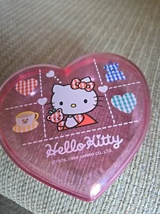 Vintage Hello Kitty Pink Clear Plastic Heart-Shaped Container Storage Box 1994 - Picture 1 of 6