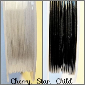 4-12 metres clear black stretch string elastic for jewellery 1-0.6mm spool z - Picture 1 of 5
