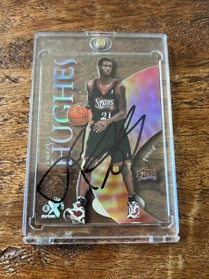 Tarjeta de novato Skybox firmada por Larry Hughes certificado de autenticidad JSA autografiada 76ers Foto 1 de 3