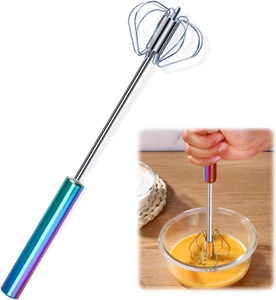 Halbautomatischer Schneebesen Edelstahl, Egg Whisk Semi-Automatic Rührbesen Quir - Bild 1 von 8