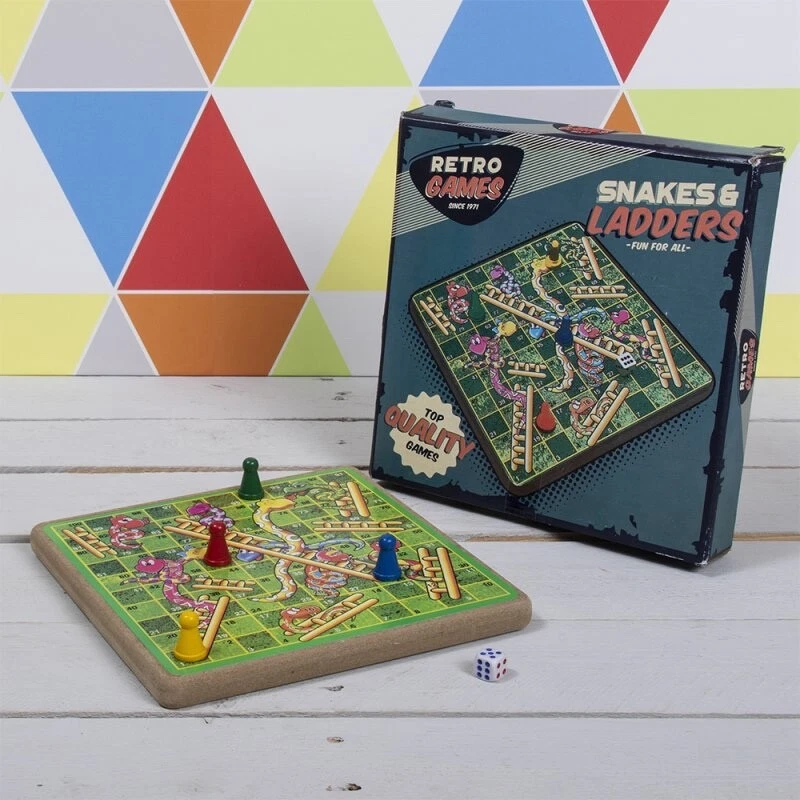 Retro Wooden Snakes and Ladders Game - Image 1 of 1