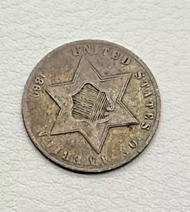 1860 3 Cent Silver Round - Picture 1 of 2
