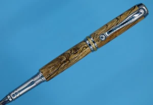 Bolígrafo Tritón de dos tonos cromado y dorado mejorado con madera de tamarindo dividida - Imagen 1 de 9