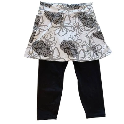 NUEVO SIN ETIQUETAS Runningskirt.com Blanco/Gris Floral Capri Pantalón Corto Atlético Para Mujer’s 4 Correr Foto 1 de 4