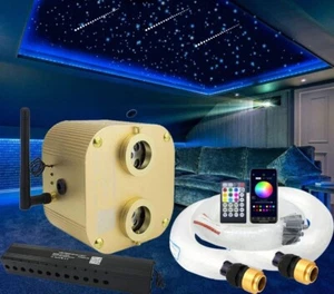 AZIMOM Bluetooth Dual 20W Twinkle Fiber Optic Lights Meteor Shooting Star Kit - Picture 1 of 6