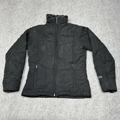 Columbia Size S Women Black Faux Suede Puffer Quilted Jacket w Faux Fur Collar - Image 1 of 4