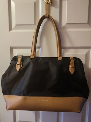 Bolsa de mão Isaac Mizrahi Nova York grande de couro e náilon bolsa tote de viagem - Imagem 1 de 4