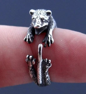 Opossum Ring, Possum Ring, Sterling Silver Ring, Animal Ring, Handmade Best Gift - Picture 1 of 14