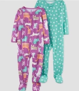 Carter's Just One You Toddler Girls' 2pk Hearts Dogs Footed Pajamas 12 18 M New - Picture 1 of 1