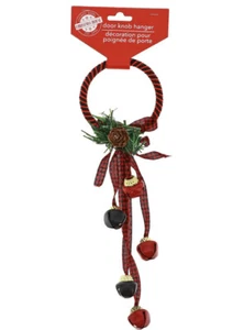 Christmas House Jingle Bells Door Knob Hanger Red & Green 11” Length - Picture 1 of 7