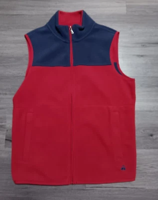 Chaleco Brooks Brothers 346 para hombre rojo azul polar cremallera completa talla pequeña Foto 1 de 4