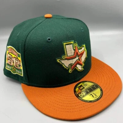 Houston Astros Hat Men 7 5/8 Green Orange 59Fifty New Era MLB Fitted Cap - Image 1 of 4