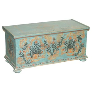 1802 DATED HUGE ANTIQUE ORIGINAL PAINT EUROPEAN BLANKET CHEST COFFER TRUNK - Picture 1 of 20