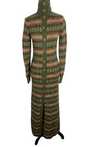 RALPH LAUREN CASHMERE BLEND Long Cardigan Fair Isle W/ Bustier~ 2 Pc SZ XS - Picture 1 of 12