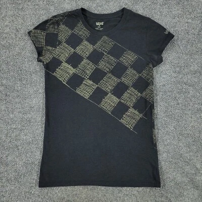 Camisa Vans Niña Pequeña Negra Logo Cuadros Gráfico Camiseta Manga Corta Top Juvenil Foto 1 de 4