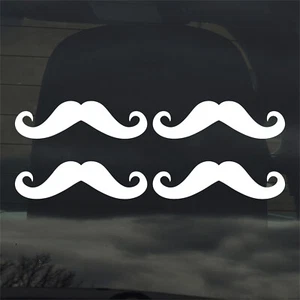 Mustache Vinyl Sticker Decal 4 Pack Beard Barber Funny Car Truck Window Laptop - Afbeelding 1 van 4