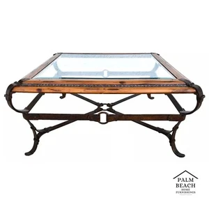 Adnet Hermes Style Coffee Table Equestrian Ranch Rustic - Picture 1 of 12