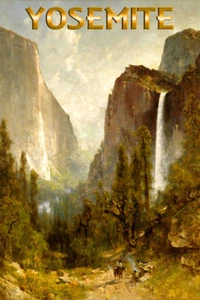 Yosemite Park California Bridal Veil Falls El Capitan Travel Poster Art Print 98 - Bild 1 von 3