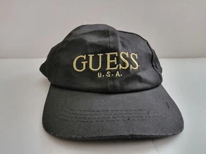 Vintage Guess USA Hat Cap Mens Snapback Black Spell Out Embroidered Logo - Picture 1 of 13